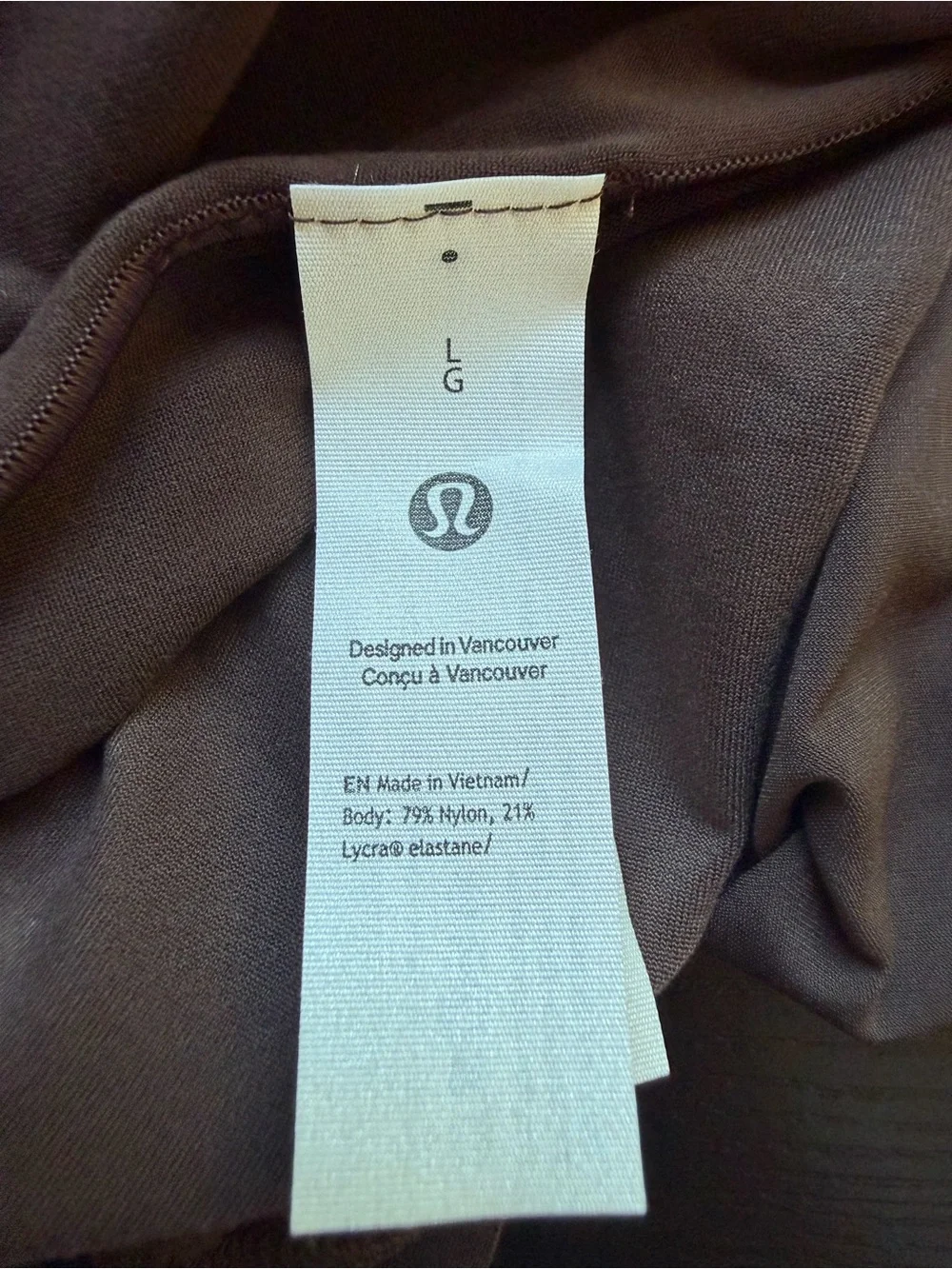 NWT Lululemon Wundermost Square-Neck Bodysuit - Espresso Brown Nulu Sz L
